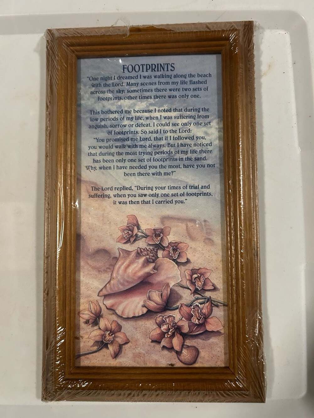 1993 Figi Graphics Footprints in the Sand Framed Inspirational Poem Wall Decor N